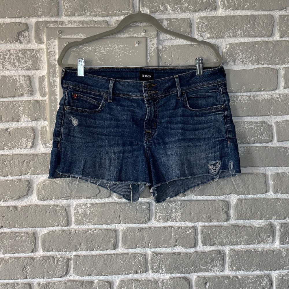 Hudson Jeans Dark Blue Denim Cutoff Jean Shorts